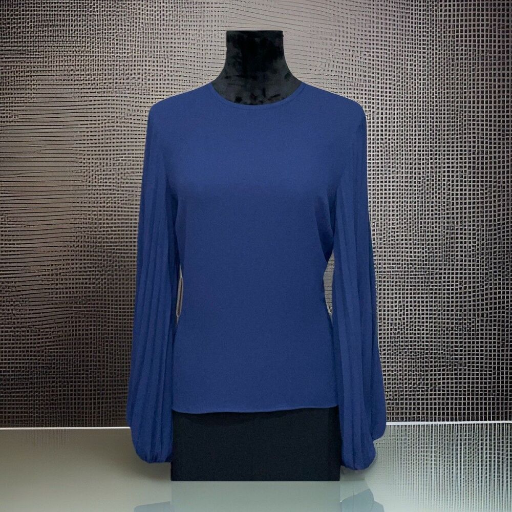 Express Women's Blue  Pleated Long Sleeves Blouse Size L